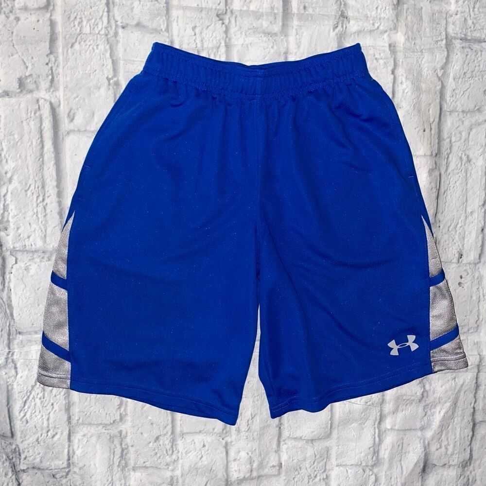Under Armour youth M loose fit pull on athletic shorts blue & grey